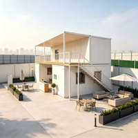 MHY-001 Villa modulaire préfabriquée à double couche, en kit, pour les vacances, maison préfabriquée en conteneur à panneaux plats blancs pour bureau