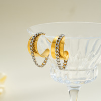 Boucles d'oreilles de luxe légères de haute qualité, design élégant, forme en C, creuses, accessoires de style tendance TGES9230