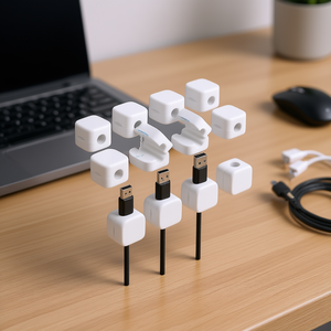 Organisateur de câbles magnétique, clip de bureau auto-adhésif, support de câbles de charge et de données en plastique pour le bureau et la maison, fabriqué en Chine - Product Image 2