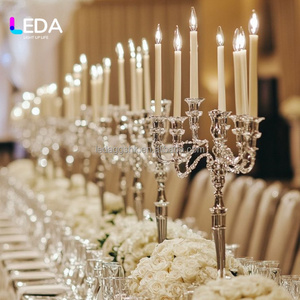 LEDA European Style Iron 5-arm Candelabra <b>Silver</b> Candle Holder Durable Wedding Banquet Centerpiece Events - Product Image 1
