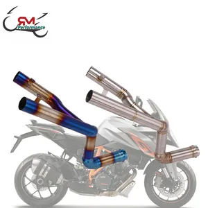 Silenciador de tubo de enlace medio para motocicleta, tubo de escape extraíble, doble salida, para <span class=keywords><strong>KTM</strong></span> <span class=keywords><strong>1290</strong></span> Super Duke R <span class=keywords><strong>2014</strong></span> 2015 2016 - Product Image 1