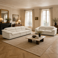 Ensemble de canapés S025 en cuir et chenille de luxe, canapé modulaire moderne sur mesure pour grand salon