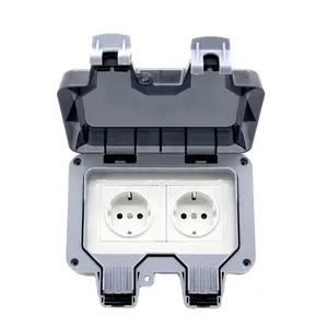 Hot Sale New IP66 MP22 Type EU Power Supply Standard UK Double Waterproof Electric Wall Socket 16A Charging Plug Outdoor Use