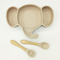 Nouveaux ensembles d'articles d'alimentation pour bébés et tout-petits, en silicone souple de qualité alimentaire, vaisselle à ventouse, motif animal, sans BPA