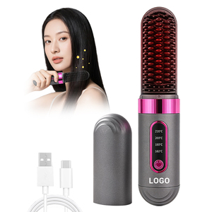 0728 Customizable Hot Comb Rechargeable Portable Straightener Hair Styling Tool Cordless Brush - Product Image 1