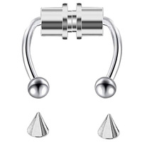 Anneau de nez artificiel en acier titane Non perforé, Piercing, bijoux, nouveau, magnétique, faux fer à cheval, anneau de nez