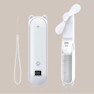 Ventilateur portable 3-en-1 rechargeable par USB 4800 mAh avec support et lampe torche, idéal pour la voiture et l'extérieur - Product Image 2