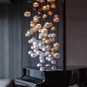 Banquet Hôtel Escaliers Boule Ronde Lustre Plafond Villa Duplex Salon Lave Verre Lustre Pendentif Lumière - Product Image 4