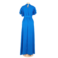 Gaun Maxi Kasual Elegan Wanita Ukuran Besar Berbahan Spandex dengan Renda dan Payet serta Sabuk