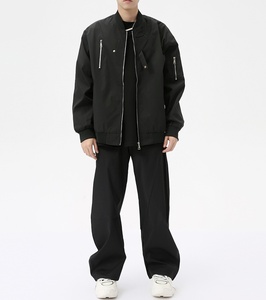 Chaqueta Americana de Estilo Urbano con Cremallera Decorativa, Chaqueta de Béisbol Funcional, Chaqueta Informal Tipo Cárdigan - Product Image 4