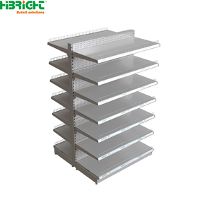 Wood Grain Retail Shelving Gondola <b>Shelf</b> <b>Metal</b> Supermarket Display Rack Adjustable Store Merchandising <b>Unit</b> - Product Image 5