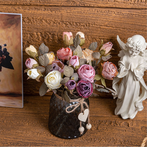 Rosa Fumosa Estiva a Doppia Testa Stile INS, Fiore Simulato per Decorazione Casa, Vendita all'Ingrosso Transfrontaliera - Product Image 3