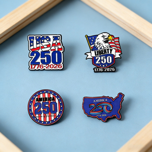 Factory Direct Custom USA 250th Anniversary Enamel Pins - ODM OEM Patriotic American Themed Badges - Product Image 1
