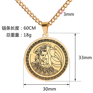 Collar con Colgante de la Reina <span class=keywords><strong>Griega</strong></span> Herodina, Estilo Vintage, Acero Inoxidable, Diseño de Moneda Grabada con Láser, Joyería de Mitología, Regalo para Mujeres y Hombres - Product Image 6