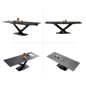 Table à manger moderne extensible en pierre frittée ensemble de 6 chaises table à manger de luxe ensemble de 6 places Foshan meubles d'usine en pin recyclé - Product Image 4