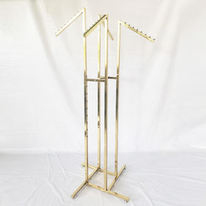 Estante de ropa de 4 formas Estante de ropa dorado ajustable de cromo de cascada - Product Image 1