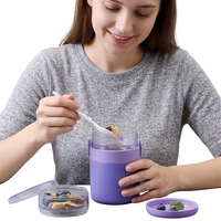 Bocal isotherme en acier inoxydable pour aliments avec compartiment à collation, écologique, idéal pour les cadeaux promotionnels