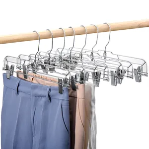 Groothandel Verdikking Clear Transparant Plastic Kleding Rok Broek Wasserij Hangers Met Clips