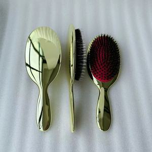 Sang Trọng Mạ Điện Vàng Bạc Lợn Lông Mái Chèo Hình Bầu Dục Tóc Nhà Sản Xuất Bàn Chải Chống Tĩnh Mở Rộng Tóc Bàn Chải Lược - Product Image 3