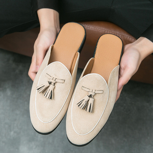 Mules à pampilles en faux <span class=keywords><strong>daim</strong></span> vertes, design tendance, demi-chaussures mocassins pour hommes - Product Image 3