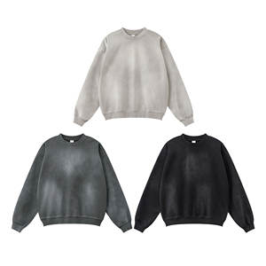 เสื้อสเวตเตอร์ของผู้ชายสำหรับซัก370GSM รุนแรงเสื้อสเวตเชิ้ตแบบสวมหัวคอกลมสไตล์ฝรั่งเศสเทอร์รี่สีเรียบกำหนดโลโก้ได้ตามต้องการ - Product Image 4