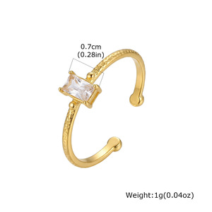 แหวนแฟชั่นสตรี แหวนเปิดทรงสี่เหลี่ยมวงรีเรียบง่ายสแตนเลสสตีล - Product Image 5