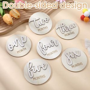 Set di 6 Carte <span class=keywords><strong>Mensili</strong></span> per Bambini, Carte Milestone in Legno 3D Bifacciali per Foto e Annunci - Product Image 5