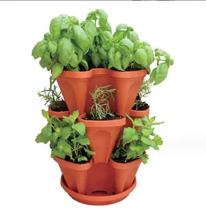 Diskon besar-besaran 2023 Pot tanaman bunga vertikal dapat ditumpuk plastik pot tanaman besar luar ruangan
