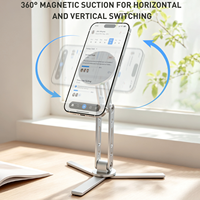 Support de téléphone portable magnétique rotatif à 360°, trépied innovant à hauteur réglable avec base lestée et accessoires universels