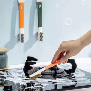 Long Handle Gas Stove Brush Double-Sided Soft <b>Plastic</b> Wire Brush Shovel <b>Kitchen</b> Hood Cleaning Tool with Encryption - Product Image 1