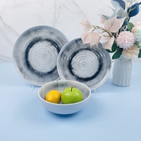 Service de table en mélamine Bestwares Factory, aspect céramique, texture ondulée, incassable, gris moucheté, pour restaurant, vente en gros