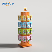 Exhibidor Metálico Giratorio de 360° Kainice con Ganchos para Colgar Dulces, Bocadillos, Galletas, Carne Seca en Bolsas, para Supermercados