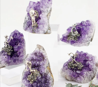 Geoda de Amatista Natural de Uruguay, Espécimen Mineral, Adorno de Racimo Púrpura para Decoración del Hogar, Regalo
