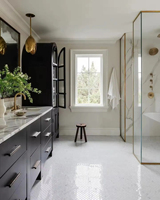 Vermonhouzz Installation facile Armoire de cuisine de luxe bicolore Quincaillerie en marbre pour une utilisation dans les cuisines de maisons de luxe