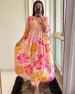 Vente en gros d'usine Maslin costume Anarkali Kurti pantalon afghan pour occasion spéciale d'exportation de l'Inde - Product Image 2