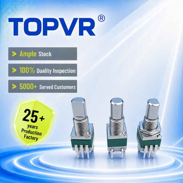TOPVR Incremental Encoder EC09 Small Push-to-Press Actuation Rotary Switch 9mm Wide 10-Pulse/20-Pulse Vertical Horizontal Flange