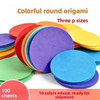 Papier Origami Rond Couleurs Assorties 6cm/9.5cm/15cm Découpé à la Main Pour Peinture Couleurs Assorties 14 Ans et Plus Vente en Gros