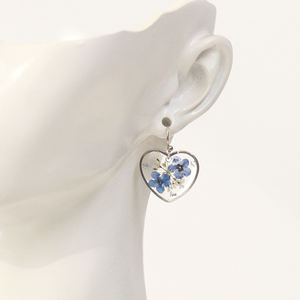 Подвеска и серьги «Забудь меня не янтарные», с синим посеребренным покрытием, в богемном стиле, ювелирные изделия из настоящего цветка, серьги с прессованным цветком - Product Image 3