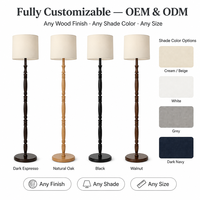 Lampadaire Classique en Bois Massif avec Abat-jour en Tissu, Compatible LED E27, Lampe de Lecture Vintage pour Salon, Chambre, Hôtel, OEM ODM