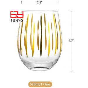 SUNYO HGCH Juego de 4 Copas de Vino sin Tallo con Puntos Dorados, Copas Grandes para Beber, Ideales para Bodas, Fiestas y el Hogar - Product Image 5