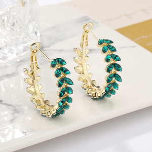Pendientes de Espiga de Trigo con Incrustaciones de Diamantes de Imitación, Pendientes de Diseño Original, Exagerados y de Alta Gama, Simples y Elegantes - Product Image 2