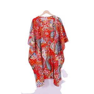 Caftán de Algodón Tejido a Mano para Mujer, Estampado Floral Dulce, Ecológico, Corte Holgado, Ropa Casual de Verano y Primavera - Product Image 6
