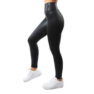 Leggings pour femmes avec logo personnalisé OEM, nouveau design, cuir, taille haute, effet push-up, pantalon de yoga pour femmes - Product Image 3