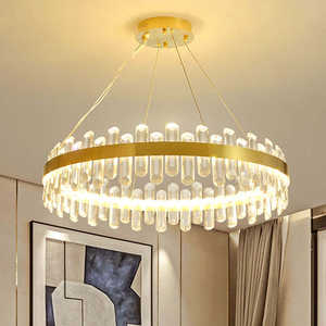 Zèle éclairage moderne créatif or arrondi cristal plafond lustre suspension pour table à manger - Product Image 4