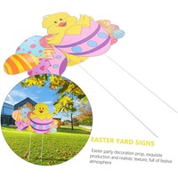 Boutures de jardin de pâques Happy Welcome Décorations de signe de cour en plastique Fête en plein air Signes de maison Bunny Insert Card Chick Hollow Board