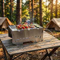 Grill pliant innovant en acier inoxydable avec structure à insert et étui de transport - Montage compact et sans outils