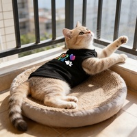 Débardeur en polyester coloré à motif cœur et patte pour chien, noir, sans manches, mignon, pour l'été, vêtements pour chiens, chiots et chatons