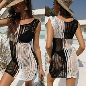 Factory Wholesale OEM Mesh See Through O Neck Beach Cover Up Dress