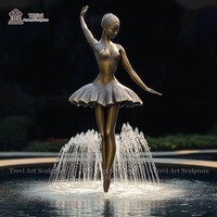 Statue en métal de jardin extérieur Fontaine Bronze Ballet Danse Fille Sculpture Fontaine