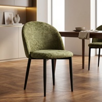 Chaise de salle à manger en métal thermolaqué vert avec siège rembourré, chaise de salle à manger commerciale, chaise de salle à manger avec pieds verts et noirs, ensemble de chaises de salle à manger